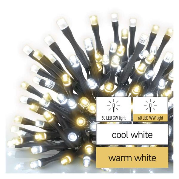 LED Christmas chain, 12 m, outdoor and indoor, warm/cool white, timer image 1
