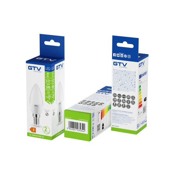 LED Bulb E14, C30, 6 W, 520 lm, 4000K, AC180-250V, 160° image 3