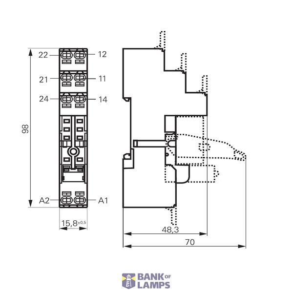 Socket with spring clamps for PCB relays with pinning 5mm image 2