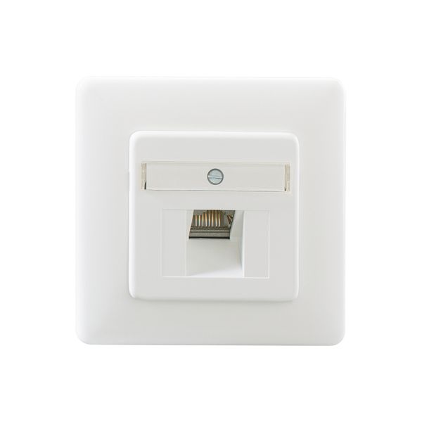 Cat.6A iso 1-gang junction box, shielded, pure white (similar to RAL 9010), with break-off metal support ring image 2