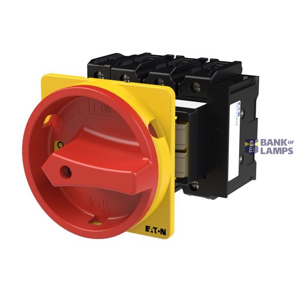 P3 Main switch, 80 A,Rear mounting, 4 pole, Form V/SVB, Red, Door coup image 2