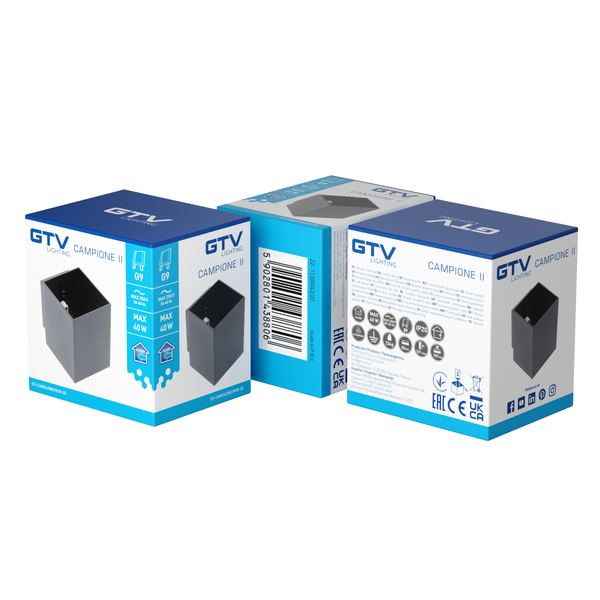 Wall luminaire CAMPIONE II, G9, IP20, max. 40 W, IP20, square, black image 2
