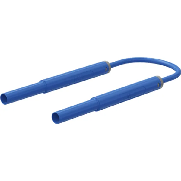 Safety measuring lead with (4 mm lamella plug, straight) to (4 mm lamella plug, straight), 1.5 m, blue, TPE, 0.5 mm², CAT IV, 66.8010-15023 image 1