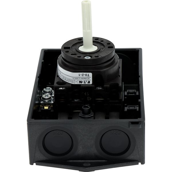 T0-2-1/I1/SVB-SW Main switch, T0, 20 A, surface mounting, 2 contact unit(s), 3 pole, STOP function, With black rotary handle and locking ring, Lockable in the 0 (Off) image 16
