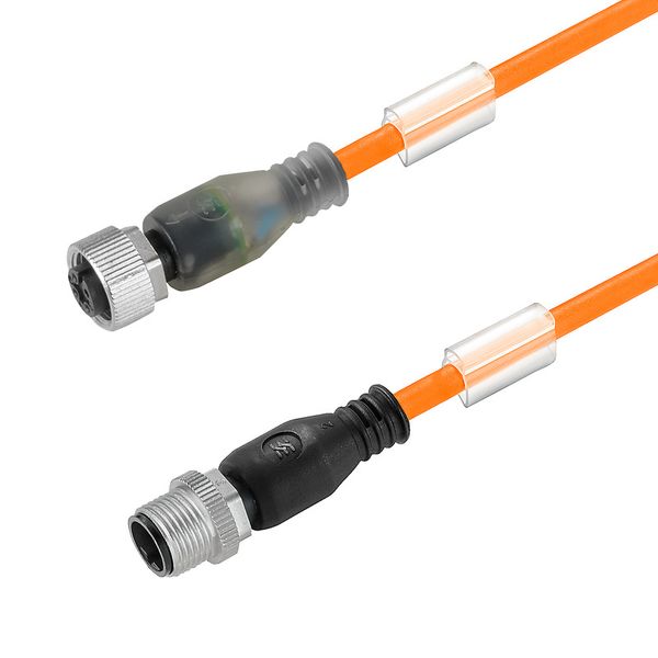 Sensor/actuator line, M12 / M12, Number of poles : 4, 10 m, pin, straight - socket, straight, Shielded: No, LED: Yes, Sheath material: PUR, Halogen: Yes image 1
