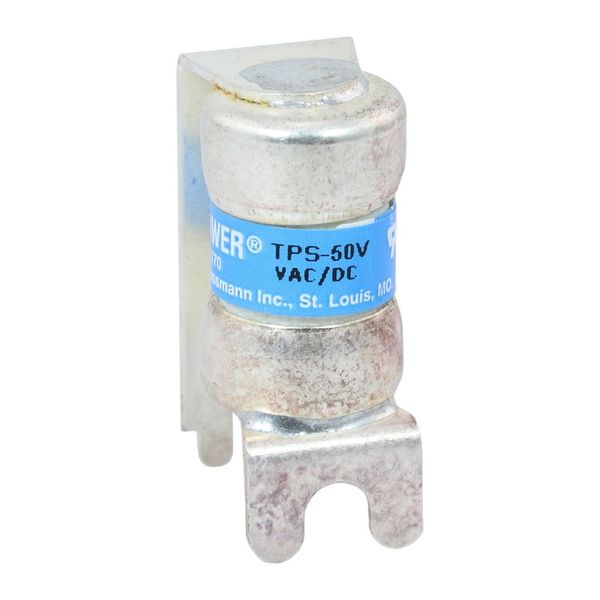 Eaton Bussmann series TPS telecommunication fuse, Vertical PCB tab, 170 Vdc, 50A, 100 kAIC, Non Indicating, Current-limiting, Non-indicating, Glass melamine tube, Silver-plated brass ferrules image 16