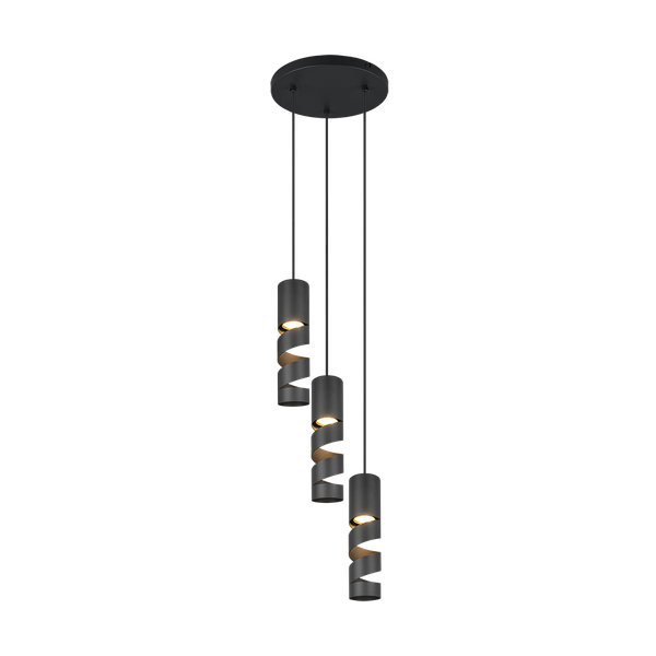 Stream pendant 3-pc GU10 matt black image 1
