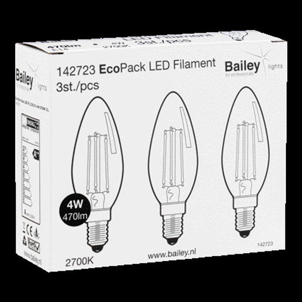 EcoPack 3pcs LED FIL C35 E14 4W 2700K CL image 3