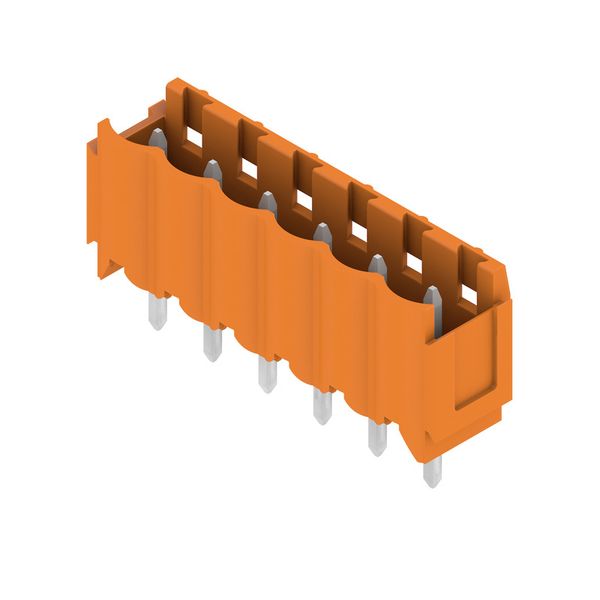 PCB plug-in connector, male header, Dovetails for fixing blocks, THT solder connection, 5.00 mm, Number of poles: 6, 180°, Solder pin length (l): 4.5 mm, tinned, orange, Box image 4