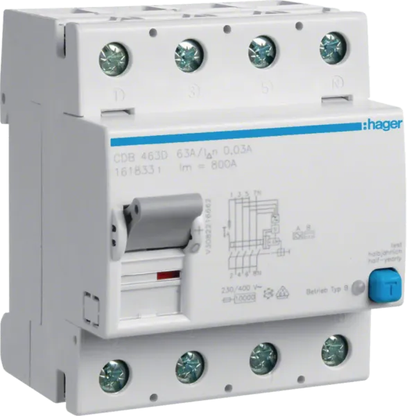 Residual Current Circuit Breaker 4P .63/0,03A,TYP B CDB463D image 1