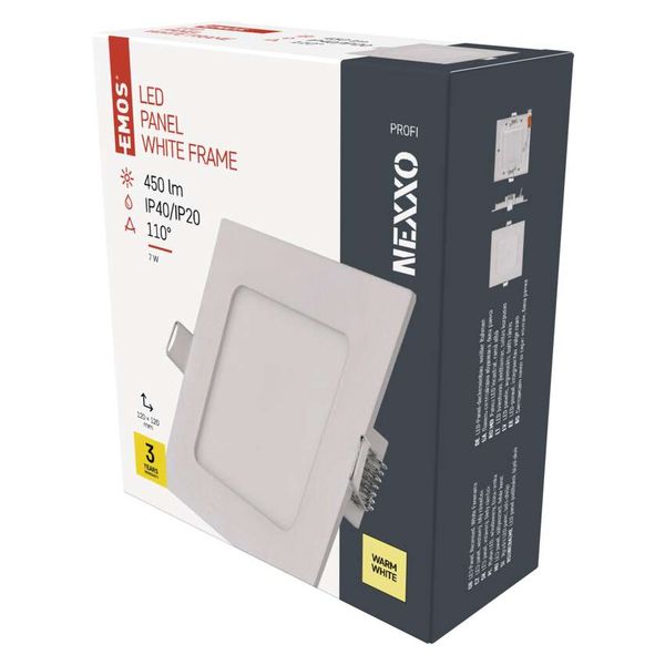 LED recessed luminaire NEXXO, square, white, 7W, warm white image 1