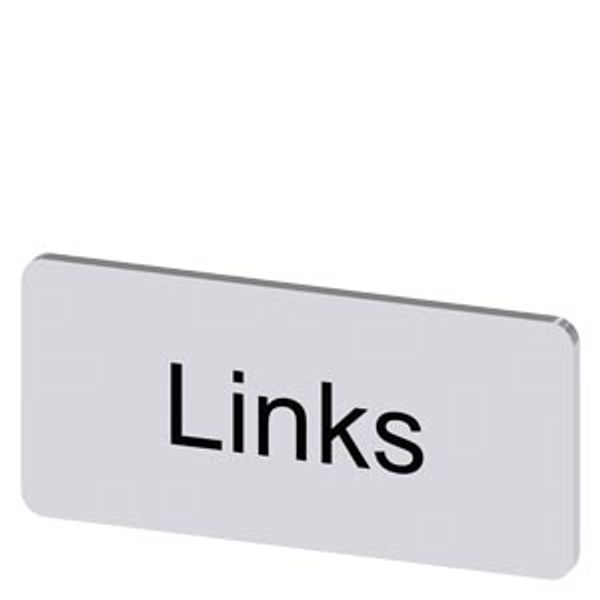 Labeling plate 12.5 x 27 mm, silver-colored label, labeling: Links image 1