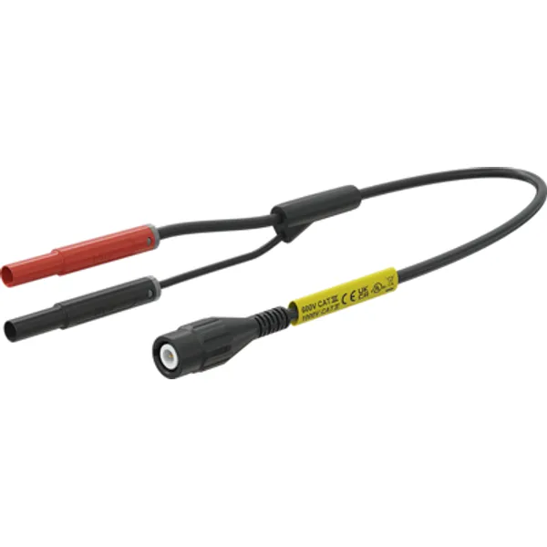 Coaxial cable, BNC plug, straight to 4 mm lamella plug, straight, 50 Ω, RG-58, 1 m, 66.1051-100 image 1