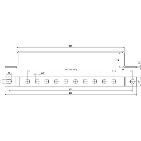 Earthing busbar StSt f. equipotential bonding w. 1 x 10 terminals image 2