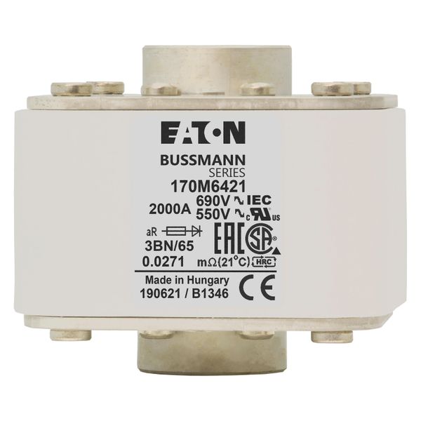 Fuse-link, high speed, 800 A, AC 1250 V, 2 x size 3, 74 x 177 x 95 mm, aR, IEC, single indicator image 13