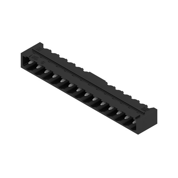 PCB plug-in connector, male header, closed side, THT/THR solder connection, 5.00 mm, Number of poles: 14, 90°, Solder pin length (l): 1.5 mm, tinned, black, Box image 4