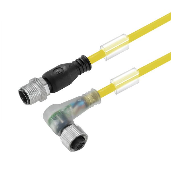 Sensor/actuator line, Connecting line, M12 / M12, Number of poles : 4, 10 m, pin, straight - socket, 90&deg;, Shielded: No, LED: Yes, Sheath material: PUR, Halogen: No image 1
