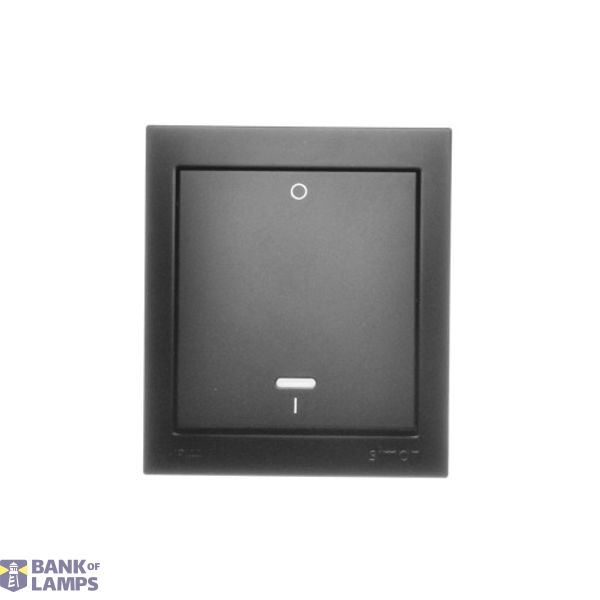 Splash-proof double pole switch with indicator light, 10AX, black matt image 1