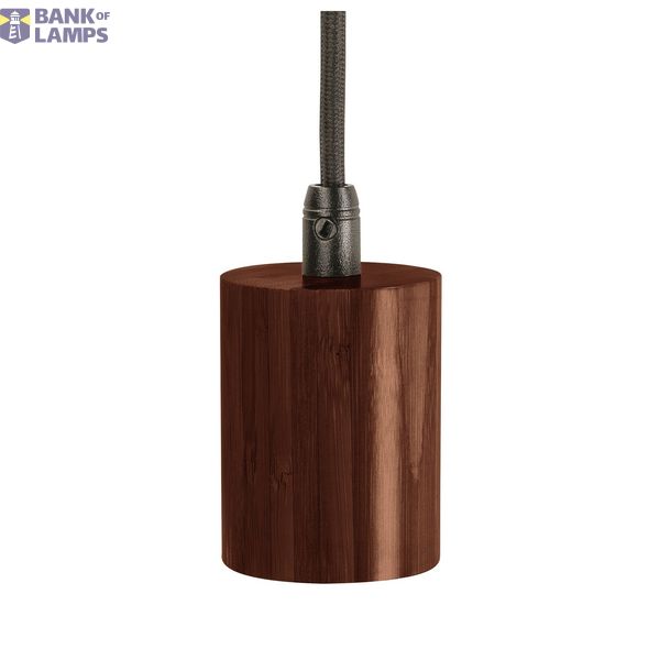 FITU E27 Pendant luminaire, bamboo dark, 2,5m cable with open ends, max. 60W image 2