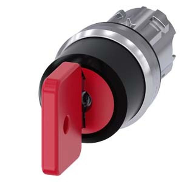 Key-operated switch O.M.R, 22 mm, round, metal, shiny, lock number 73037, red, with 2 keys, image 1