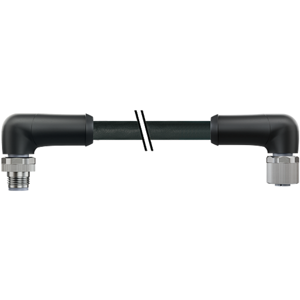 M12 Power male 90° / female 90° L-cod. PUR 5x1.5 bk UL/CSA+drag ch. 2m image 1