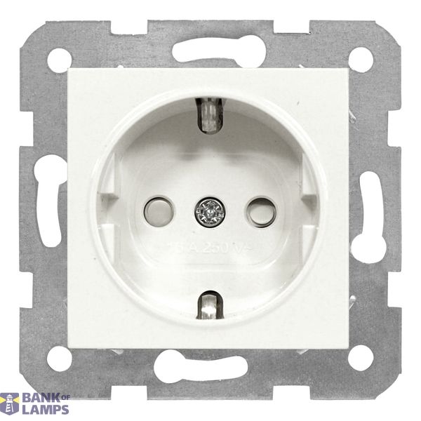 Socket outlet with safety shutter, screw clamps, white image 1