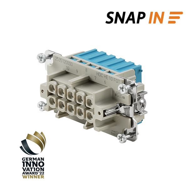 HDC insert, Female, 500 V, 16 A, Number of poles: 10, SNAP IN, Size: 4 image 1