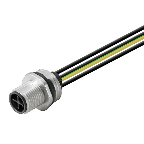 Built-in plugs, M12, pin, straight, Mounting thread: M 16 x 1.5, Number of poles: 4, Strand / cable length: 0.5 m, Front mounting image 1