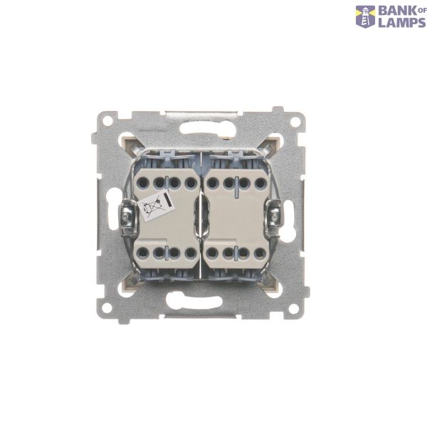 Double compact socket outlet with earthing IP44 version and shutters - flap in colour of the cover, 16A, Screw, dark grey image 1