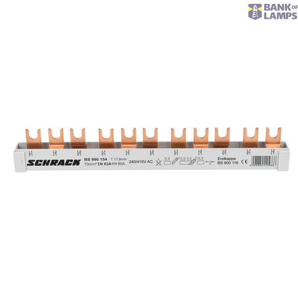 Busbar, 1x RCCB 4-pole, 8x MCB 1-pole, 11 MW, 10 mmý image 2
