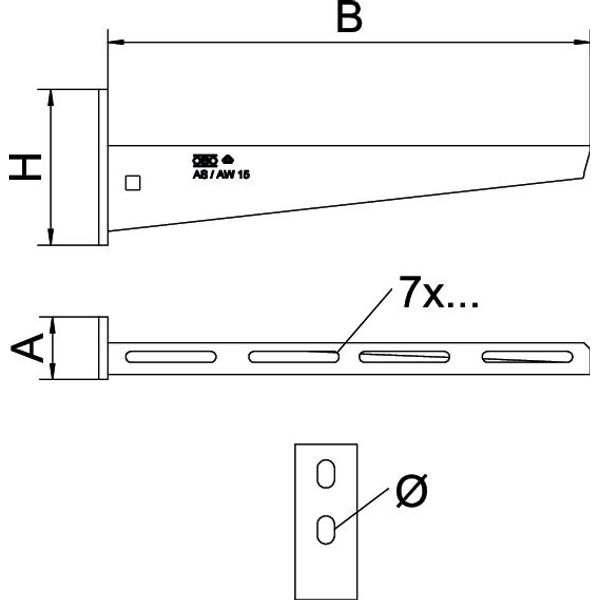 AW 15 11 FT 2L Wall and support bracket with 2 fastening holes B110mm image 2