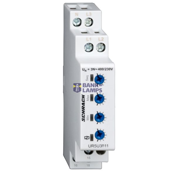 3-phase counter-voltage relay relative to neutral, adjustable min./max. thresholds. image 1