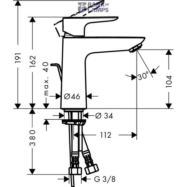 Talis E 110 sink mixer with pop-up, chrome image 2