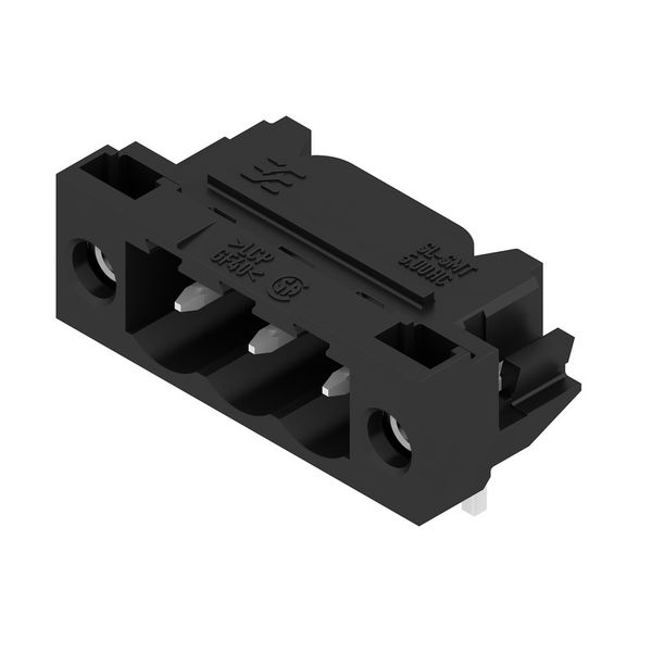 PCB plug-in connector, male header, Solder flange, THT/THR solder connection, 5.00 mm, Number of poles: 3, 90°, Solder pin length (l): 3.2 mm, tinned, black, Box image 3