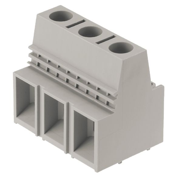 Printed circuit board terminals, 15.00 mm, Number of poles: 3, 90°, Solder pin length (l): 4.5 mm, tinned, Pebble grey, Clamping yoke connection, Clamping range, max. : 25 mm², Box image 1