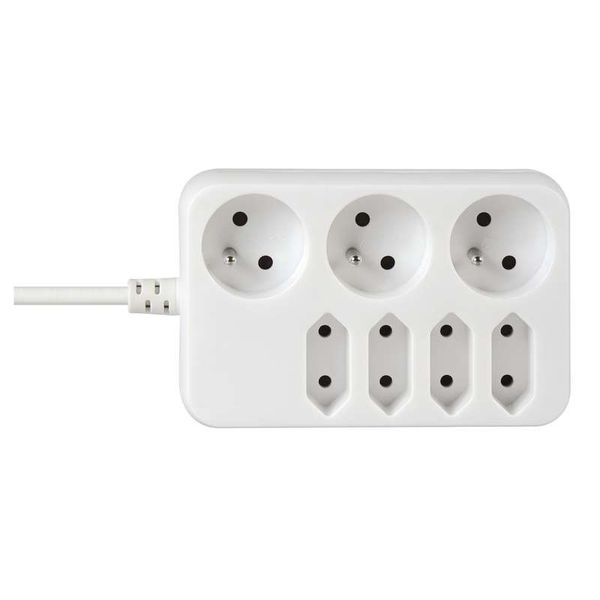 Extension cable 3 sockets + 4 sockets 3m, white image 1