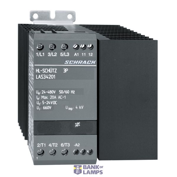 Solid state contactor 3-polig 20A/24-480VAC, 5-24VDC image 1