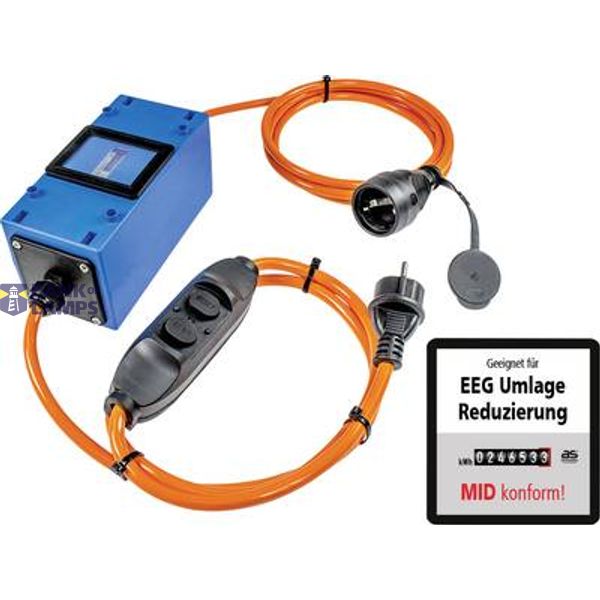 MIXO energy meter with shock-proof plug 2x1.5 m H07BQ-F 3G2.5 with RCD 30 mA image 1