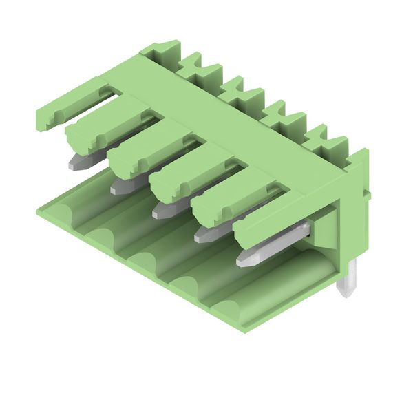 PCB plug-in connector, male header, open side, THT solder connection, 3.50 mm, Number of poles: 5, 90°, Solder pin length (l): 3.2 mm, tinned, Pale green, Box image 4