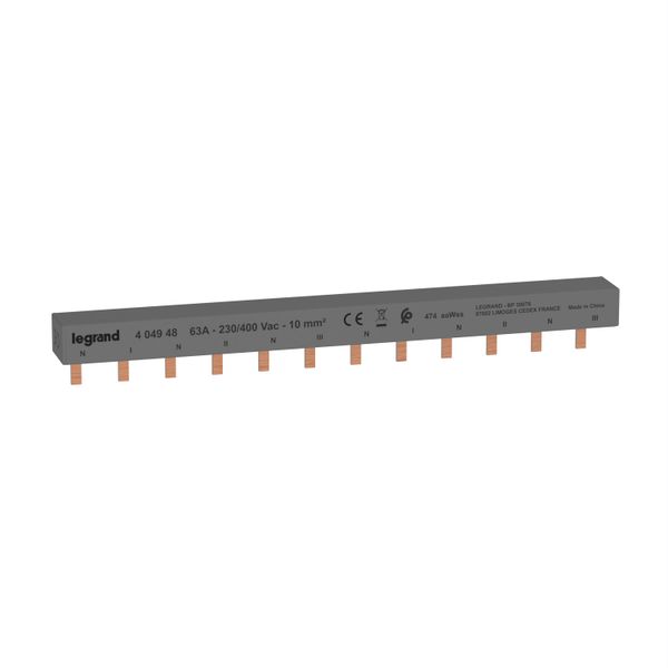 Prong type supply busbar, with 2P balanced on 3 phases, 1 row for maximum 6 modules image 1