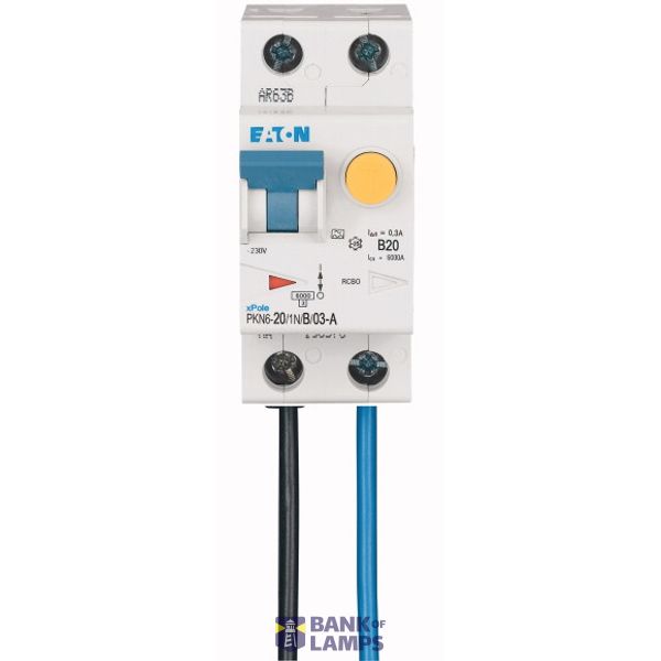 RCD/MCB combination switch 6kA 1P+N 20A B-kar 300mA FLEX aside image 1