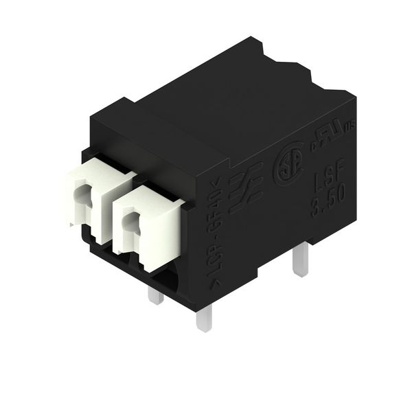 Printed circuit board terminals, 3.50 mm, Number of poles: 2, 90°, Solder pin length (l): 3.5 mm, black, PUSH IN with actuator, Clamping range, max. : 1.5 mm², Tube image 1