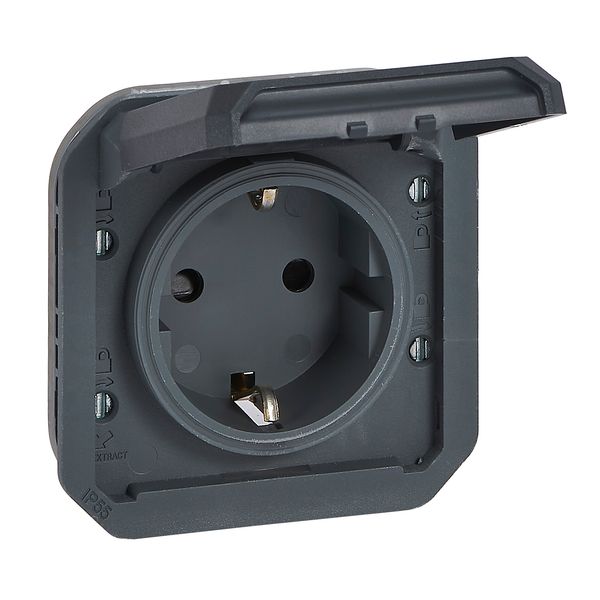 PLEXO GERMAN STD SOCKET OUTLET WITH SCREW TERMINALS - ANTHRACITE - MECHANISM image 1