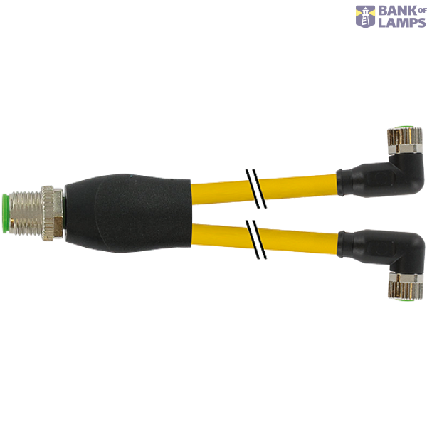 Y-Distributor M12 male / M8 female 90° A-cod. PUR 3x0.25 ye 0,2m image 2