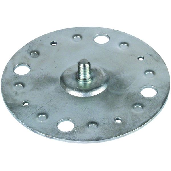 Fixing plate D 100mm St/tZn with M8 threaded bolt w. 4 fixing bores image 1
