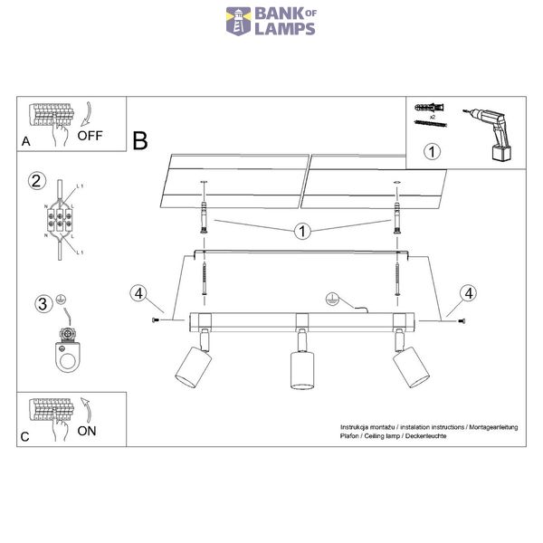 Ceiling lamp FAGER 3 black image 6