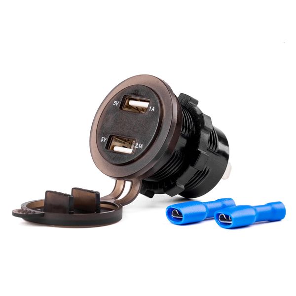 Waterproof phone charger with digital voltometer 2xUSB 12/24V MOD-06 image 1