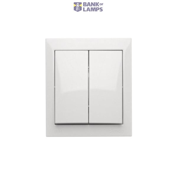 IP44 double two-way switch illuminated without pictogram, 10AX, white image 1