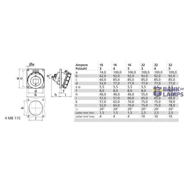 ICD 6h 32A 5P 400V IP67 100x92 QC TE Sch Ni image 3