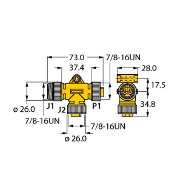 2-weg splitter, T-verdeler zonder kabel image 1